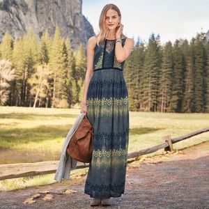 Sundance Moonlit Meadows Embroidered Mesh Maxi Dress NWOT 8
